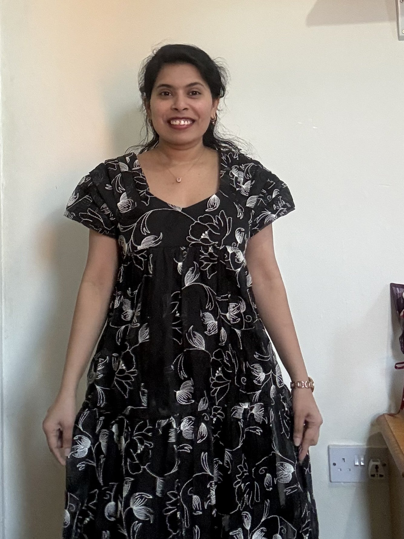 Black Kota Threadwork Maxi Dress