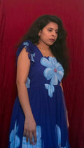 Royal Blue Hand Brush Print Maxi Dress